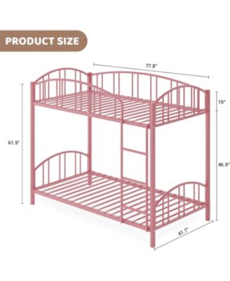 Metal Bunk Bed Twin Over Twin Heavy Duty Arched Guardrail Safety Ladder Steel No Box Spring Space