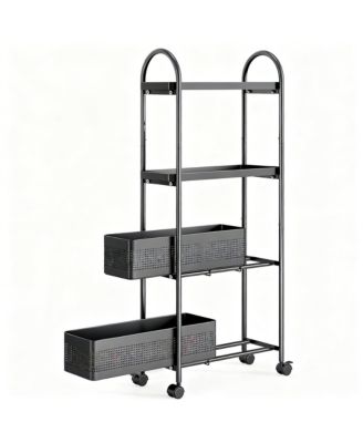 Slim Storage Cart with Pull-Out Baskets for Narrow Spaces - Kitchen, Bathroom, Laundry