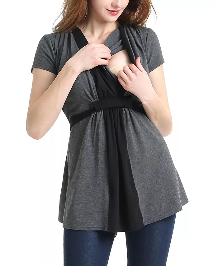 Maternity Colorblock Nursing Top - thumbnail 4