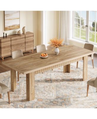 79 Inch Wood Dining Table for 6-8 People, Extra Long Kitchen Table