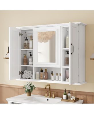 36" Bathroom Vanity with Sink & Mirror Cabinet, Freestanding Storage with Soft-Close Drawers for Modern Bathroom