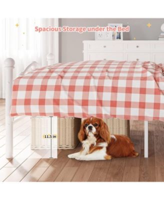 Metal Frame Platform Bed Iron-Art Heart Headboard Under Storage Footboard 600 Lbs Easy Assembly