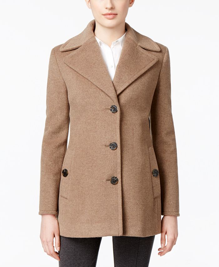 Klein Wool-Cashmere Single-Breasted Peacoat, Created for Macy's - Macy's