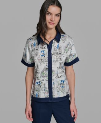 Petite Short-Sleeve Collared Shirt
