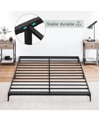6 Inch Low Bed Frame with Steel Slat Support, Low Profile Full Metal Platform Bed Frame No Box Spring Needed, Mattress Foundation