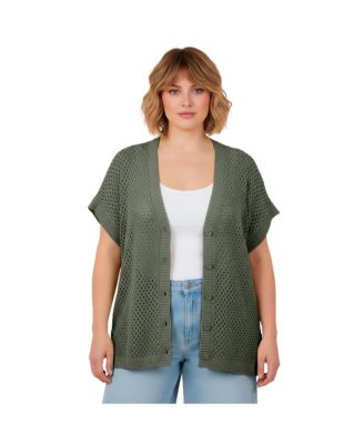Women's Short Sleeve Button Front Cardigan