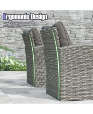 Set Of 8 Patio Furniture Set w/ 4 Rattan Chairs Loveseat Coffee Table Cushions