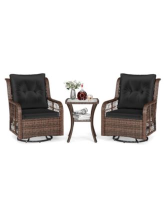 Set Of 3 Patio Furniture w/ 2-Tier Side Table and Cushions for Porch