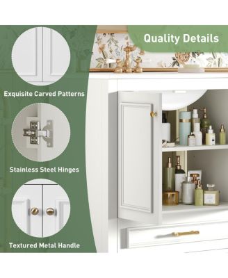 30 Bathroom Vanity with Ceramic Sink, Drawer & 2 Soft Close Doors, Adjustable Shelf Storage for Modern Bathrooms