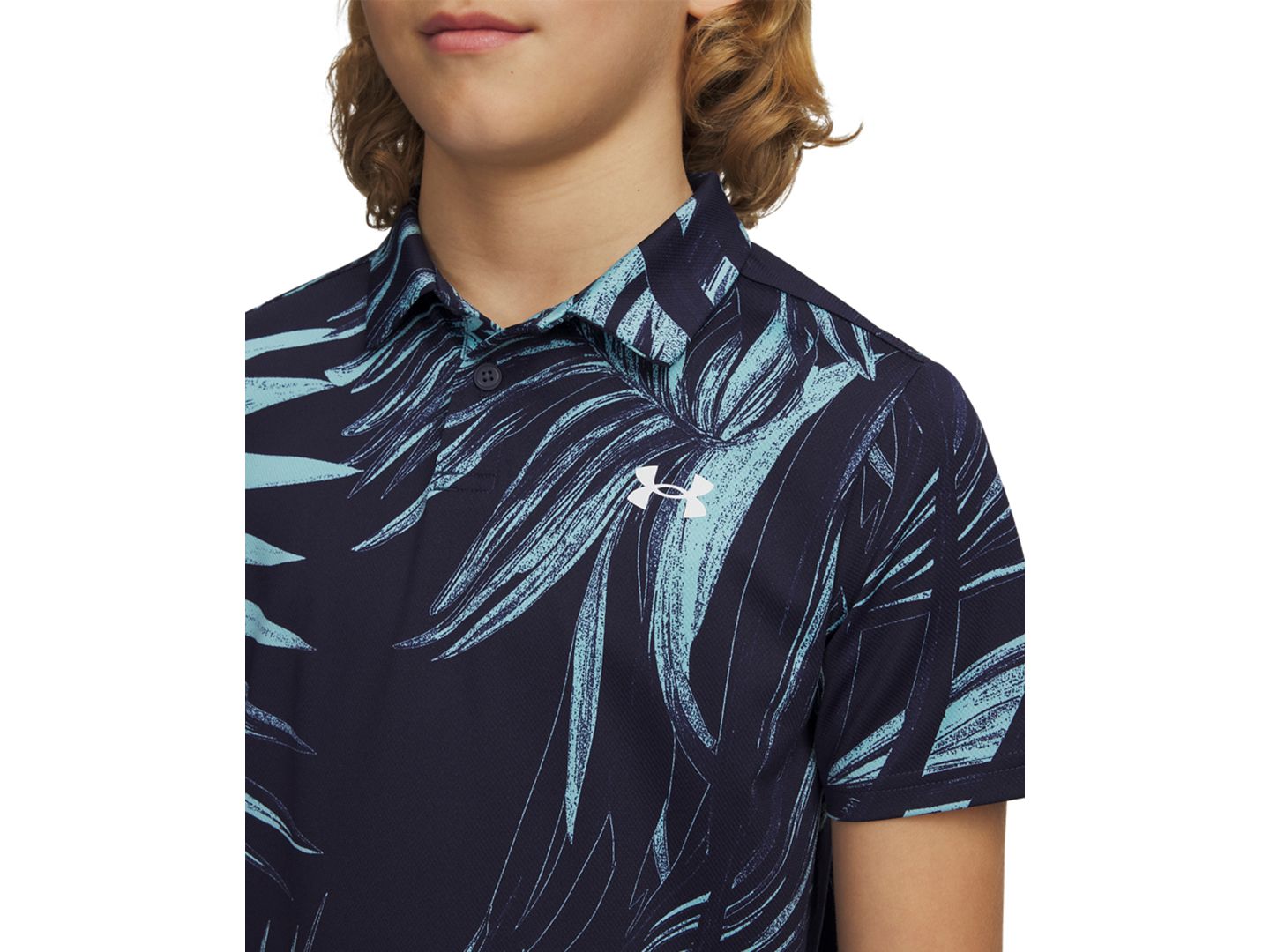 Поло Under Armour Matchplay Printed Polo Two Button Pocket Polo Shirt для мальчиков, цвет: Полуночный тёмно-синий — фото 2
