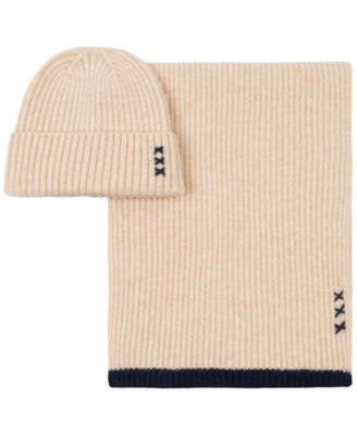 Men's Rib Stitch Cuff Beanie & Scarf, 2-Piece Set