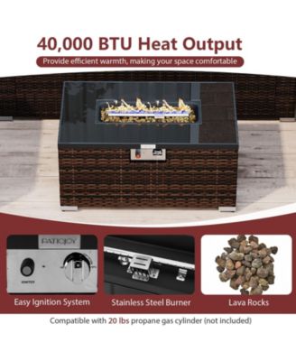 Set of 7 Patio Furniture Set 40000 BTU Gas Fire Pit Table Propane Tank Cover Table