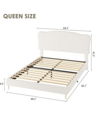 Bed Frame with Upholstered Headboard, Soft Low Profile Sturdy Platform Bed with Rounded Corners Design, Heavy Duty