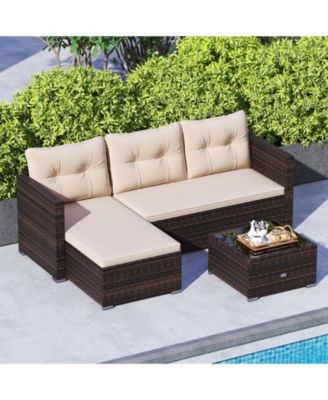 4 Seats Outdoor Patio Furniture Set L-Shaped Couch Set for Yard