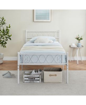 Bed Frame Metal Platform with Headboard Footboard Strong Slats Under Storage No Box Spring Easy