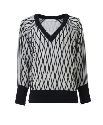 Women's Argyle Mesh Textured Knitted Sweater