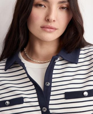 Women's Jewel Buttons Striped Cardigan