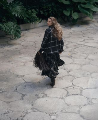 Women's Check Pattern and Foulard Collar Blouse