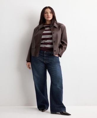 Women's Faux-Leather Pockets Jacket