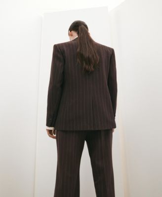 Women's Double-Breasted Pinstripe Suit Blazer