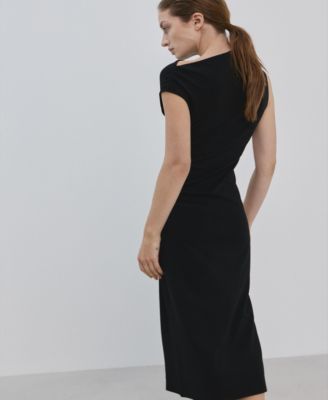 Women's Asymmetrical-Neck Midi Dress