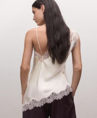 Women's Asymmetric Satin Lace Top