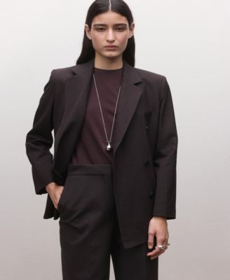 Women's Double-Breasted Wool Suit Jacket