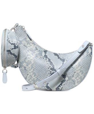 Duo Small Snake Embossed Leather Crossbody Bag