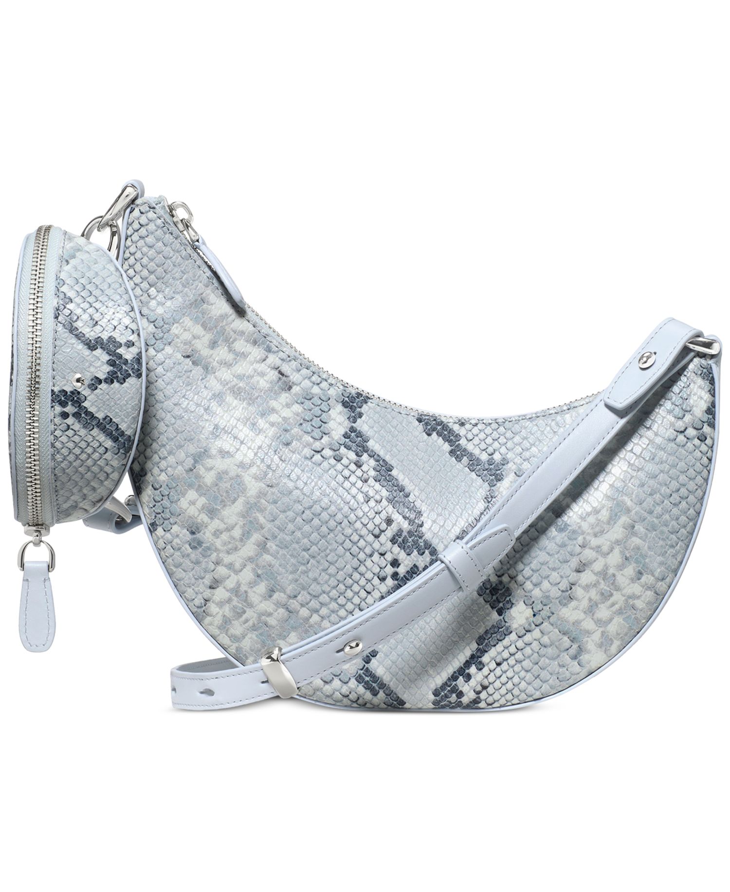 Duo Small Snake Embossed Leather Crossbody Handbag