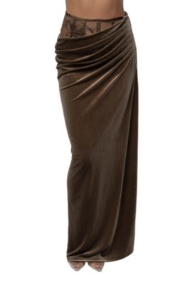 Women's Velvet And Lace Maxi Skirt