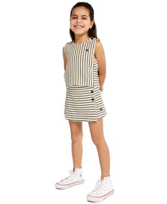 Girls' 4-6X Popcorn Pique Striped Top & Wrap Skort, 2-Piece Set