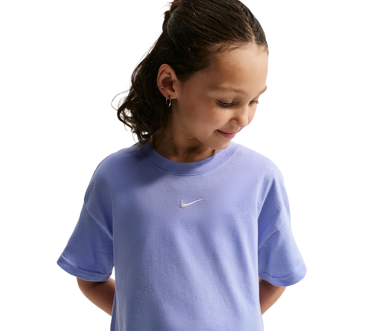 Nike Big Girls Sportswear Essential Cotton Swoosh Logo T-Shirt