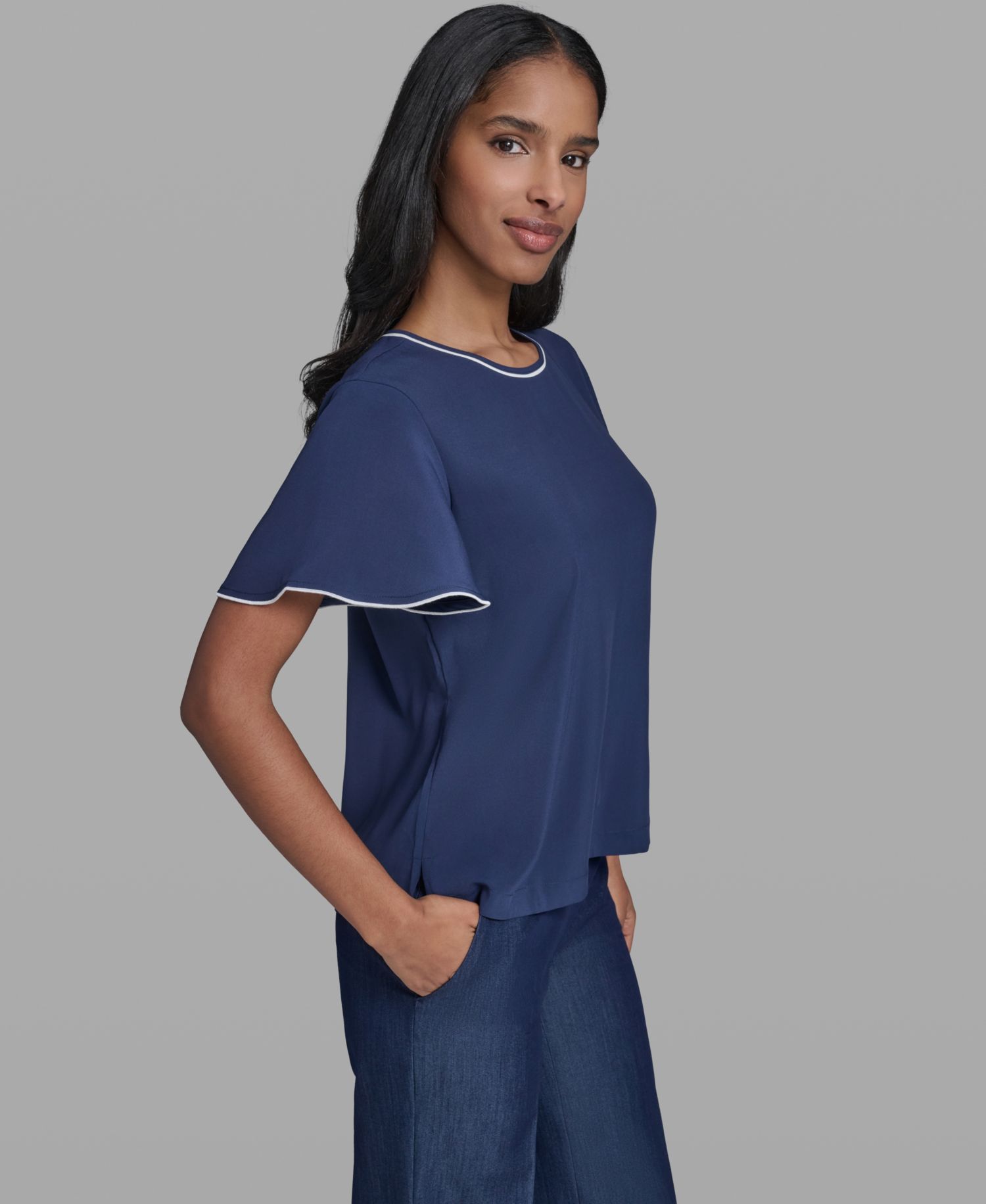 Women's Crew Neck Short-Sleeve Blouse