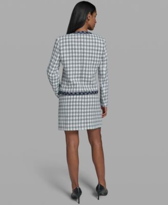 Women's Open-Front Checkered Jacket