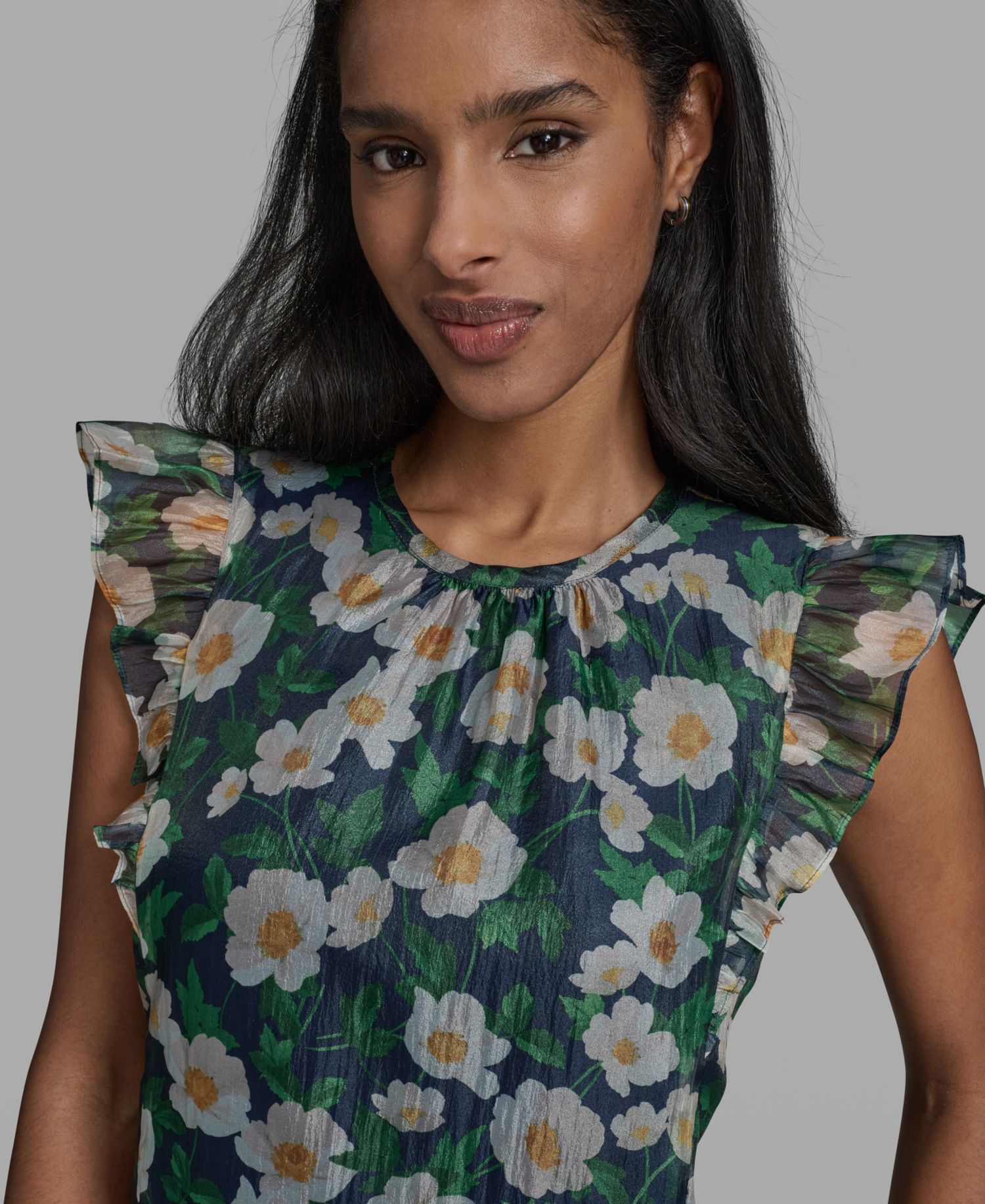Women's Printed Organza sleeveless Blouse