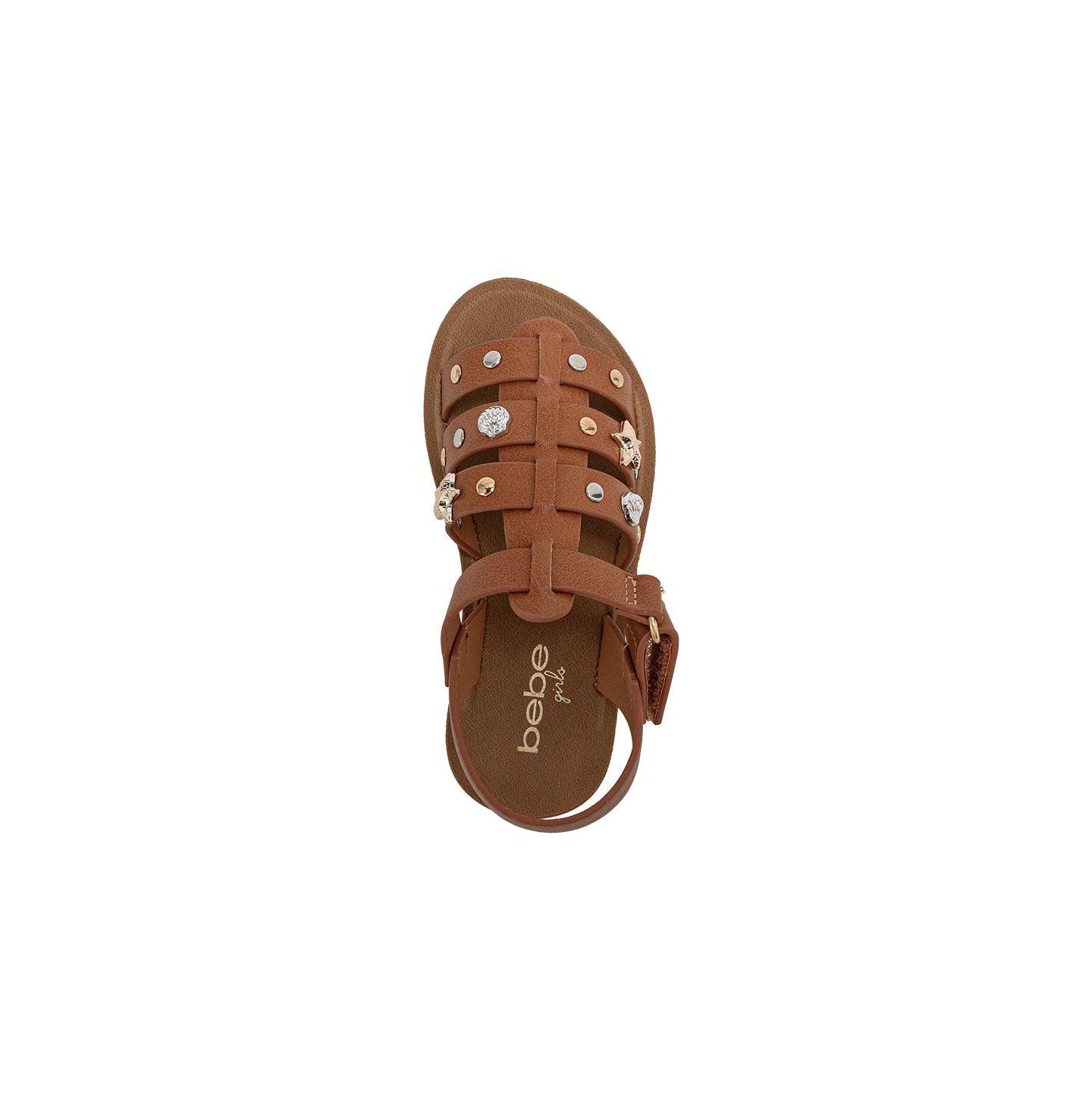 Сандалии Bebe Fashion Sandals - Dressy Shoes with Decorative Metal Charms для девочек, цвет: Коньячный — фото 5