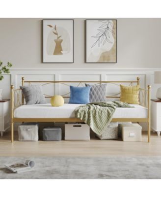 Twin daybed with Trundle, Metal Twin Daybed and Trundle Set, Day Bed Sofa Bed Frame with Steel Slat Support, Multifunctional Daybed Frame