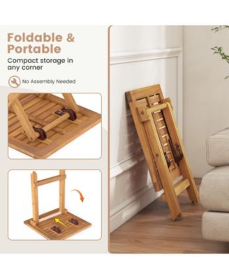 Outdoor Folding Side Table Acacia Wood End Table Square Patio Bistro Table