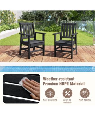 6PCS Patio Dining Bench Set Outdoor HDPE Weather Resistant Table & Chairs Set