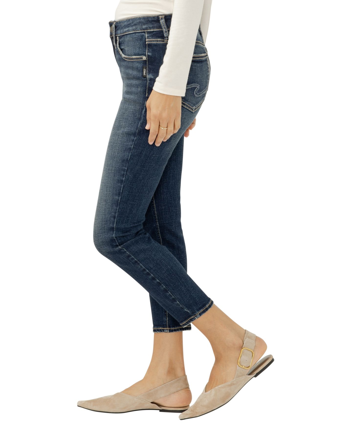Женские джинсы Silver Jeans Co. Elyse Mid-Rise Cropped Skinny, цвет: Bonnie — фото 2