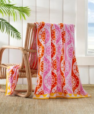 Cotton Citrus Jacquard Beach Towel, 40" x 70"