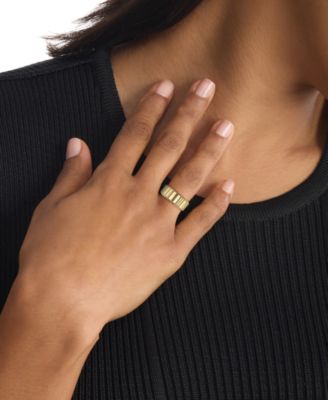 Women's Modern Repetition Gold Tone Stainless Steel Ring