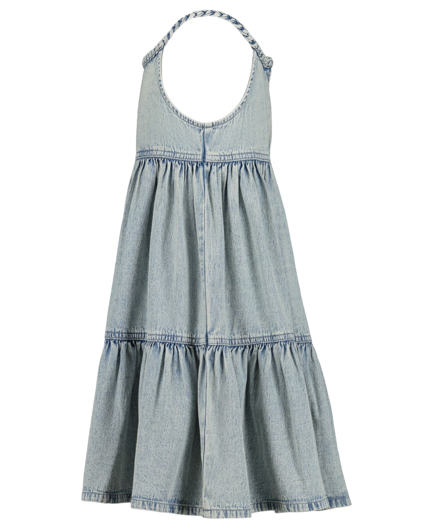 Платье Tommy Hilfiger Rope Trim Scoop Neck Denim Dress для девочек, цвет: Выбеленный варёный — фото 6