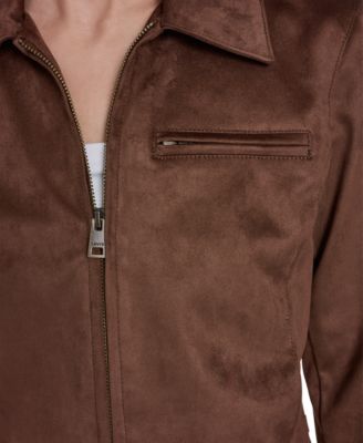 Women's Faux Suede Laydown Collar Jacket