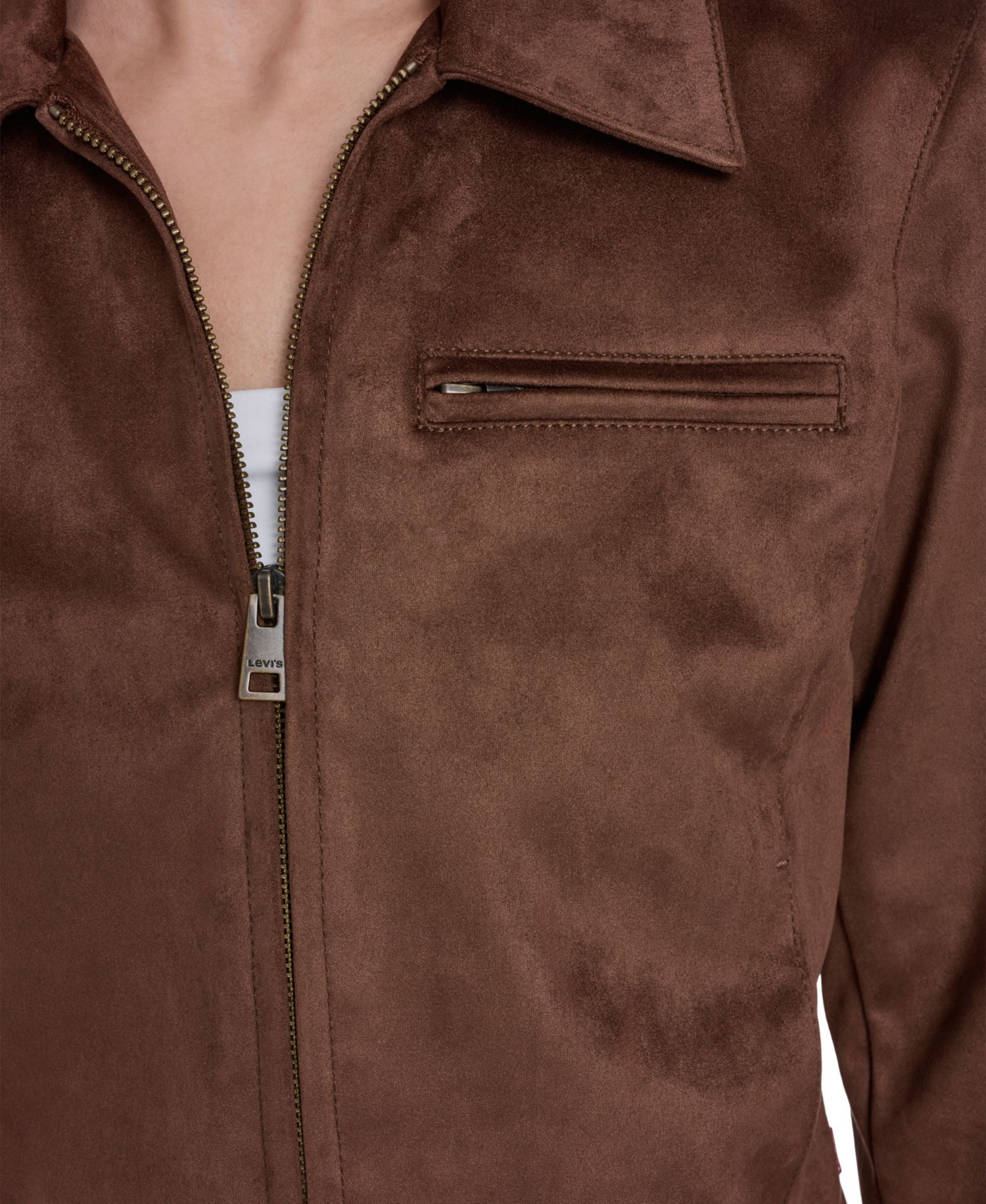 Women's Faux Suede Laydown Collar Jacket