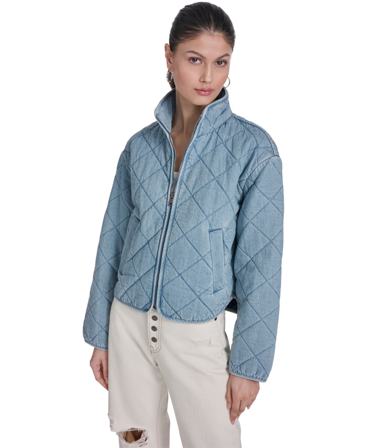 Women's Quilted Short Liner Zipper Jacket