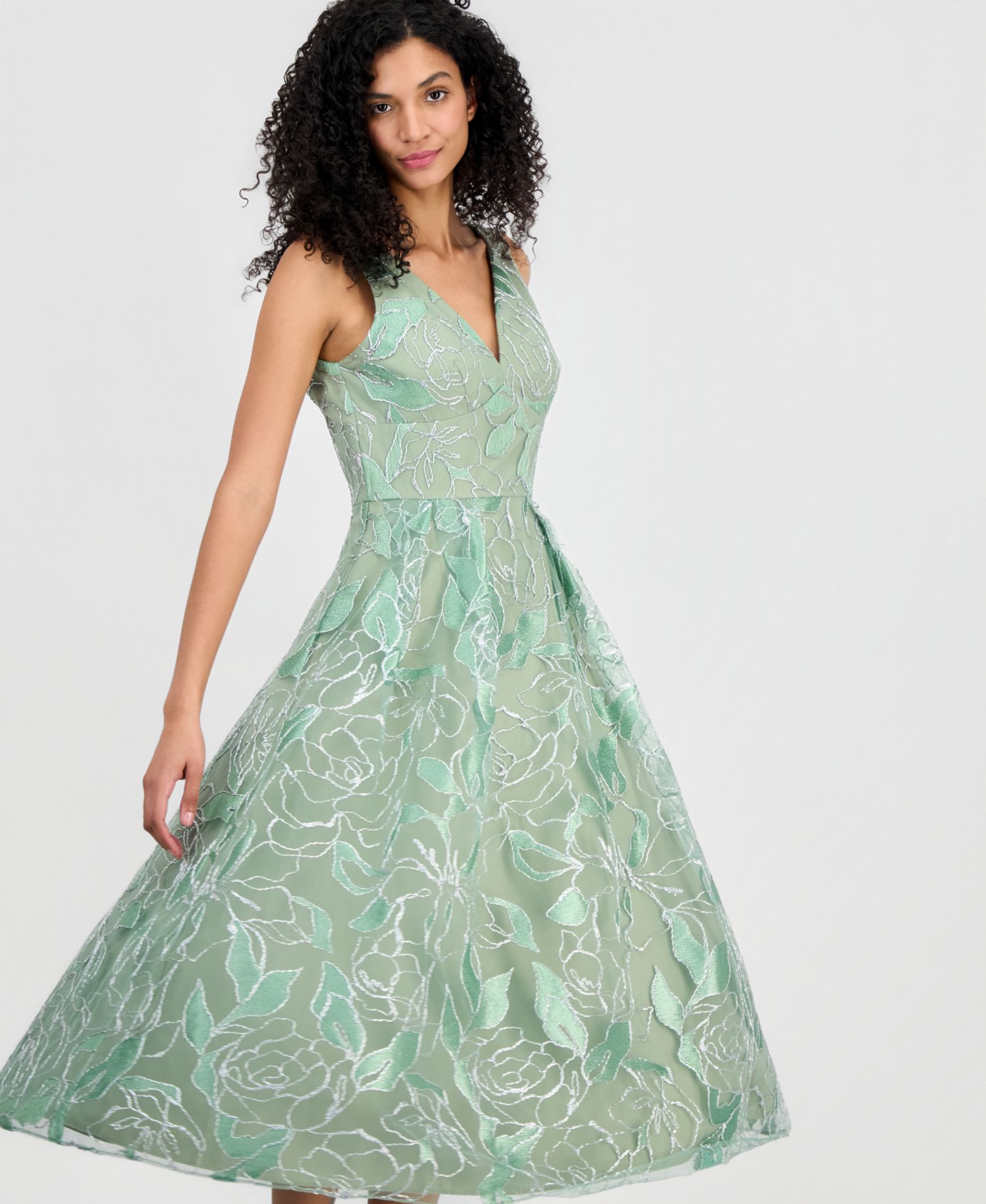 Women's V-Neck Metallic TK Dress
