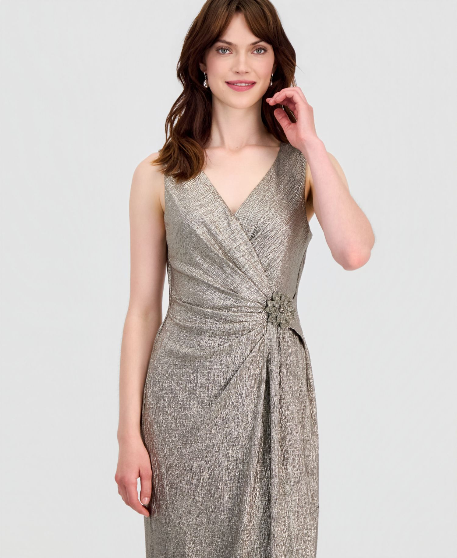 Women's Surplice-Neck Gathered-Waist Maxi Dress