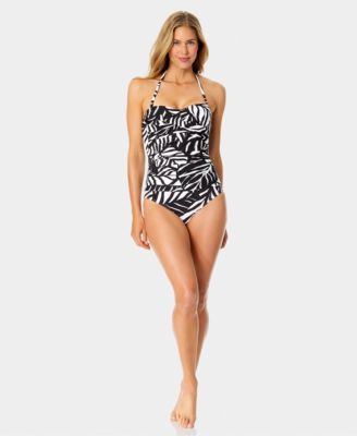 Women's Twist-Front Shirred Printed One-Piece Swimsuit