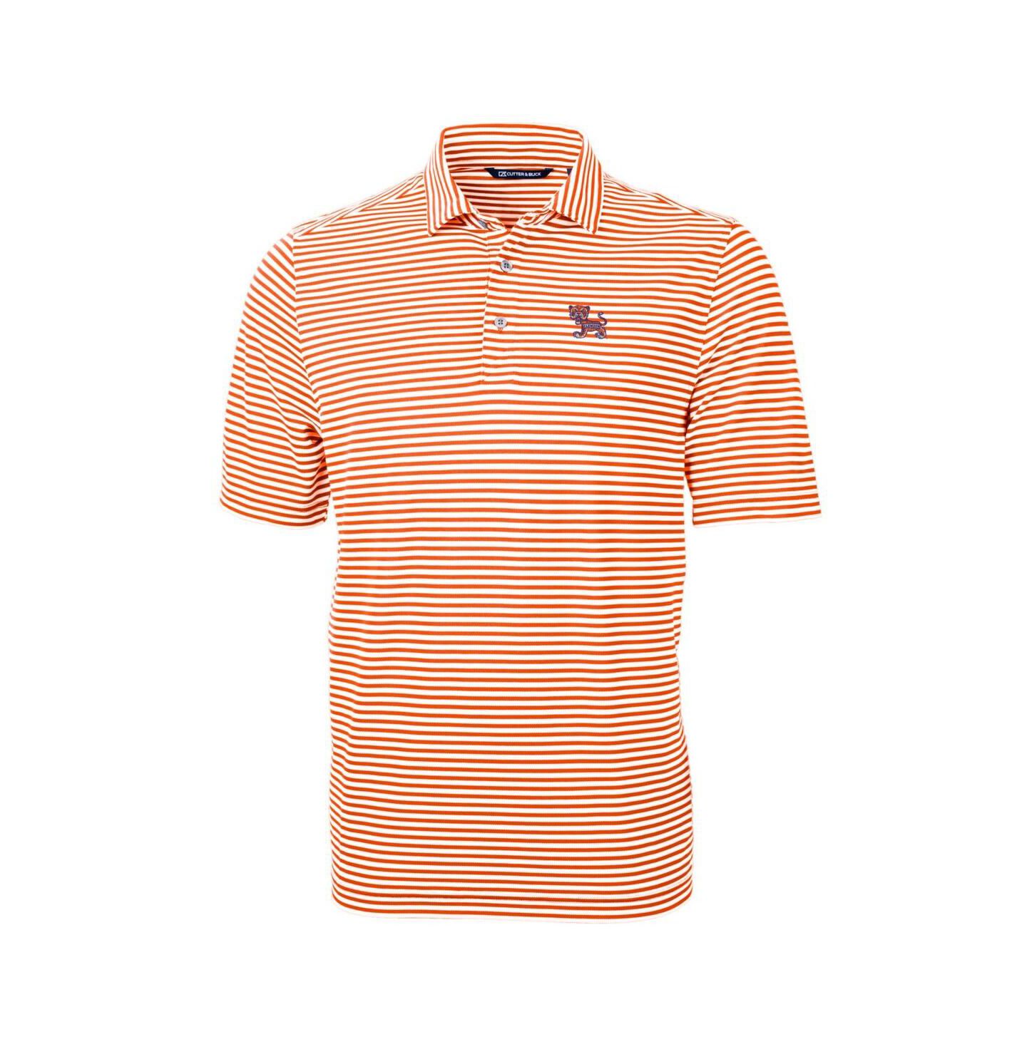 Мужское поло Cutter & Buck Orange Clemson Tigers Throwback Logo Virtue Eco Pique Stripe Polo — фото 2